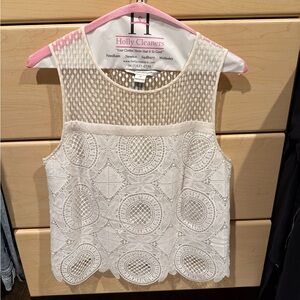 Diane Von Furstenberg White Lace Sleeveless Top